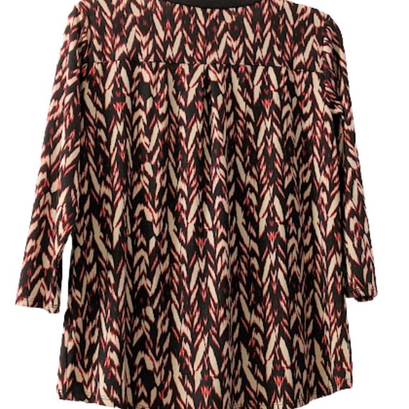 Sweet Clarity WMNs Multi-Color Bell Sleeve Lace Up Neckline Blouse SZ Large NWT - Picture 2 of 9